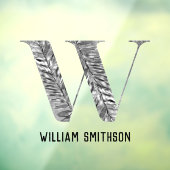 Autocollant Pour Fenêtre Élégant argent blanc élégant Monogramme personnali (Feuille 3)