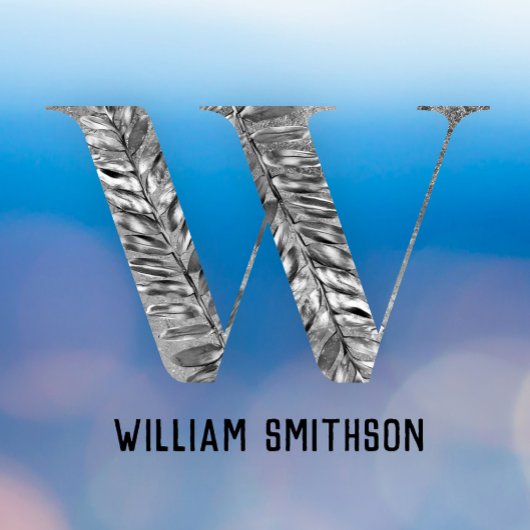 Autocollant Pour Fenêtre Élégant argent blanc élégant Monogramme personnali