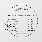 Autocollant Pour Fenêtre Élégant Black Small Business Heures d'ouverture (Feuille)