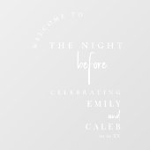 Autocollant Pour Fenêtre Elegant Chic Rehearsal Dinner Mirror Welcome Sign (Feuille)