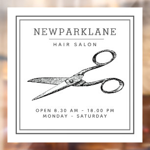Autocollant Pour Fenêtre Elégant ciseaux rétro - Salon de coiffure minima