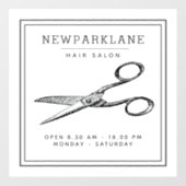 Autocollant Pour Fenêtre Elégant ciseaux rétro - Salon de coiffure minimal (Feuille)