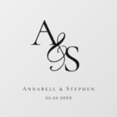 Autocollant Pour Fenêtre Élégant, Classique, Monogramme, Mariage (Feuille)