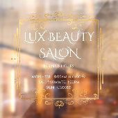 Autocollant Pour Fenêtre Elégant Gold Swirls Texte Affaires Heures d'ouvert (Feuille 2)