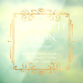 Autocollant Pour Fenêtre Elégant Gold Swirls Texte Affaires Heures d'ouvert (Feuille 3)