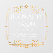 Autocollant Pour Fenêtre Elégant Gold Swirls Texte Affaires Heures d'ouvert (Feuille)