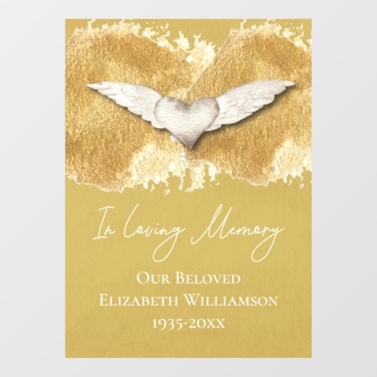 Autocollant Pour Fenêtre Elégant Heart Wings Love Memory Remembrance (Feuille)