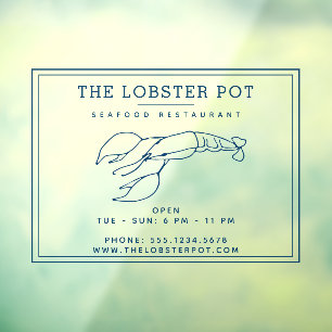 Autocollant Pour Fenêtre Elégant Indigo Blue Lobster / Restaurant de fruits
