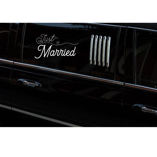 Autocollant Pour Fenêtre Élégant Juste Marié Coeur Blanc Script