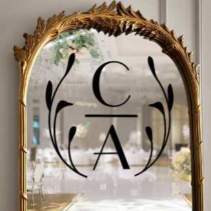 Autocollant Pour Fenêtre Élégant Mariage de couronne de monogramme Art déco