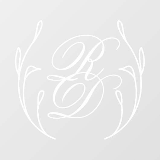 Autocollant Pour Fenêtre Élégant Mariage de couronne de monogramme blanc (Feuille)