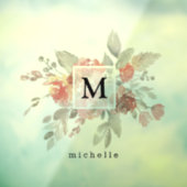 Autocollant Pour Fenêtre Élégant Monogramme floral rose pâle (Feuille 3)