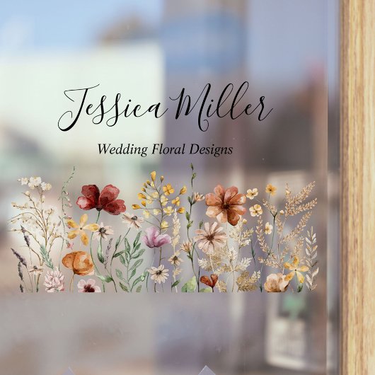 Autocollant Pour Fenêtre Élégant Monogramme Joli Fleur sauvage d'aquarelle