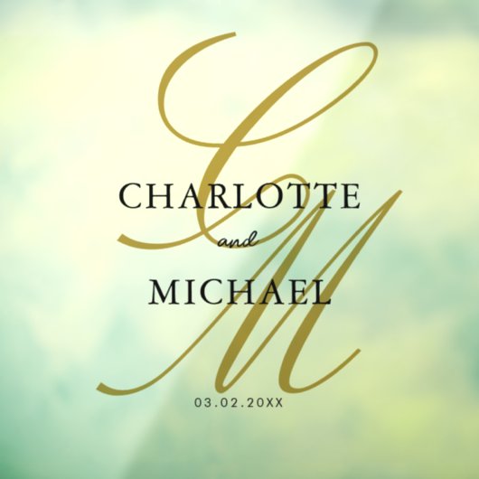 Autocollant Pour Fenêtre Élégant, monogramme, mariage, (Feuille 3)