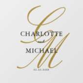 Autocollant Pour Fenêtre Élégant, monogramme, mariage, (Feuille)