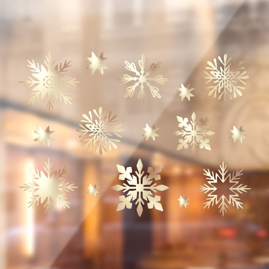 Autocollant Pour Fenêtre Élégant Motif Faux Gold Shimming Snowflake (Feuille 2)