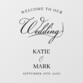 Autocollant Pour Fenêtre Élégant noir blanc Calligraphie Mariage Signal Dec (Feuille)