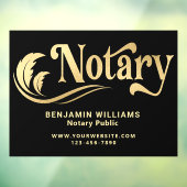 Autocollant Pour Fenêtre Élégant Noir & Or Notaire Public (Feuille 3)