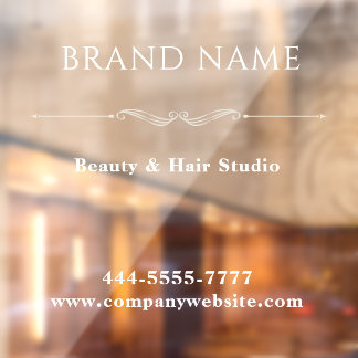 Autocollant Pour Fenêtre Elegant Salon Name White Window Cling