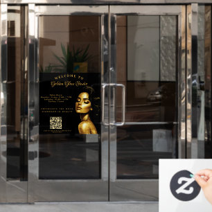 Autocollant Pour Fenêtre Élégant salon noir & or Affaires personnalisées
