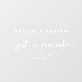 Autocollant Pour Fenêtre Élégant Script Cursif Juste Marié Voiture Mariage (Feuille)