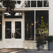 Autocollant Pour Fenêtre Élégant Script Gold Joyeux Arbre de Noël