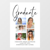 Autocollant Pour Fenêtre Élégant Script Multi Photo Graduate (Feuille)