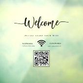 Autocollant Pour Fenêtre Elegant Script Welcome WIFI Scannable QR Code (Feuille 3)