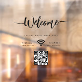 Autocollant Pour Fenêtre Elegant Script Welcome WIFI Scannable QR Code (Feuille 2)