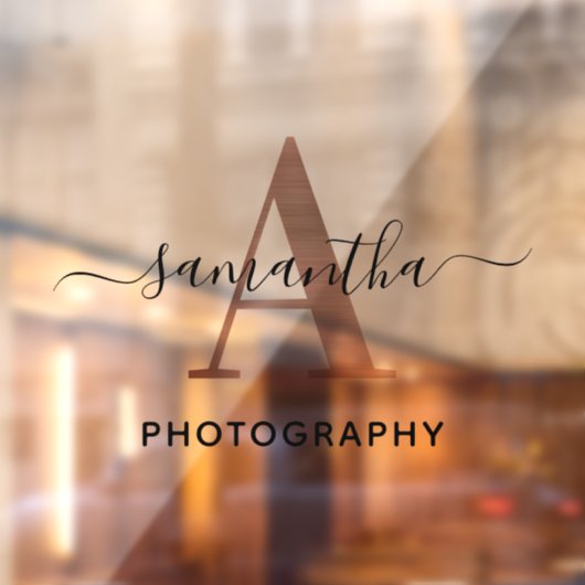 Autocollant Pour Fenêtre Élégant Signature Rose Gold A Monogram Logo (Feuille 2)