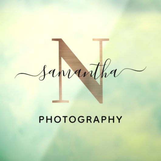Autocollant Pour Fenêtre Élégant signature Rose Or N Monogramme Logo (Feuille 3)