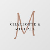 Autocollant Pour Fenêtre Élégant, simple, mariage, noms monogrammes (Feuille)