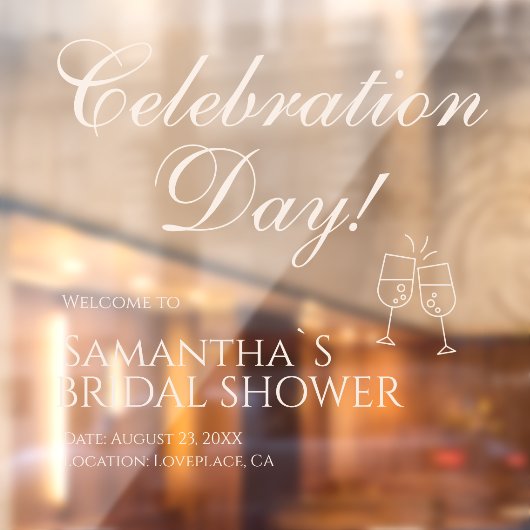 Autocollant Pour Fenêtre Elegant White Celebration Day! Bridal Shower (Feuille 2)