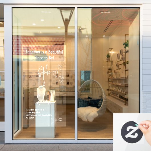Autocollant Pour Fenêtre Elegant White Weddings Celebrating Love Romance (Vitrine du magasin)