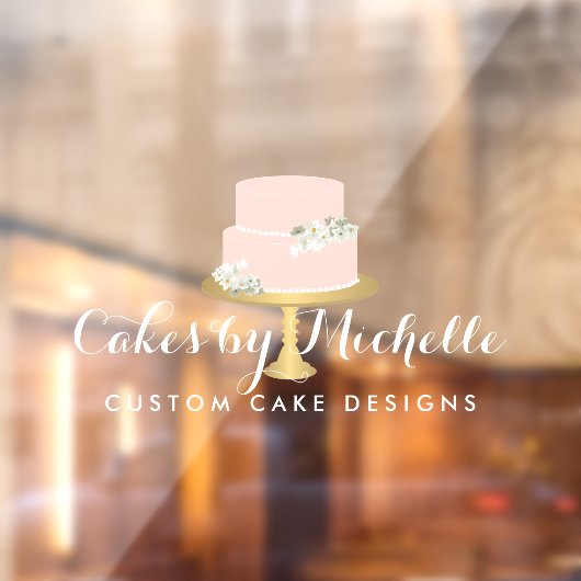 Autocollant Pour Fenêtre Élégante boulangerie de gâteau rose transparent (Feuille 2)