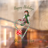 Autocollant Pour Fenêtre Elf Sucre de canne Coeur mignon Noël (Feuille 2)