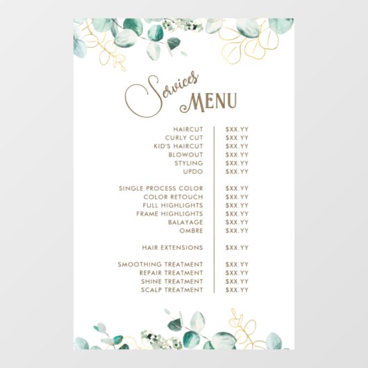Autocollant Pour Fenêtre Emerald Greenery Services Menu Clôture de fenêtre (Feuille)