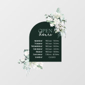 Autocollant Pour Fenêtre Émeraude Verdure et arc Ouverture des heures Clôtu (Feuille)