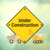 Autocollant Pour Fenêtre En construction avec avertissement de camions (Feuille 3)