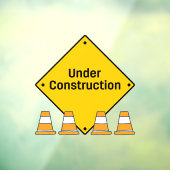 Autocollant Pour Fenêtre En construction avec des cônes (Feuille 3)