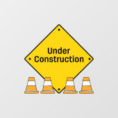 Autocollant Pour Fenêtre En construction avec des cônes (Feuille)