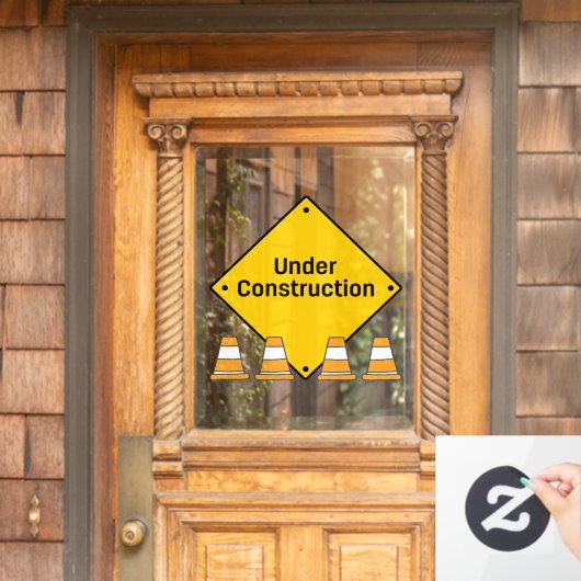 Autocollant Pour Fenêtre En construction avec des cônes (Porte d'accueil)