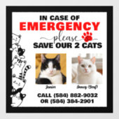 Autocollant Pour Fenêtre En Coque d'urgence Économisez 2 Chats avec Photo p (Feuille)