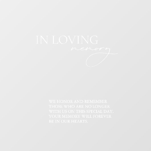 Autocollant Pour Fenêtre En mémoire d'amour Simple Mariage miroir Signe (Feuille)