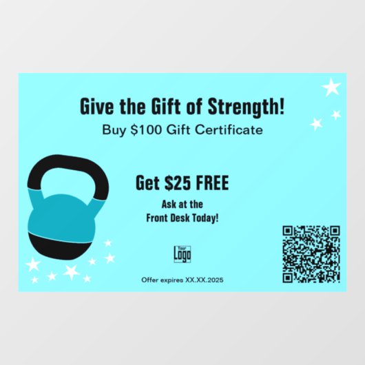 Autocollant Pour Fenêtre Energetic Gym Christmas Gift Certificate Promotion (Feuille)
