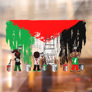 Autocollant Pour Fenêtre Enfants de Gaza peignant le drapeau de la Palestin