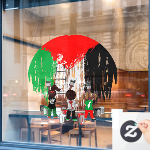 Autocollant Pour Fenêtre Enfants de Gaza peignant le drapeau de la Palestin