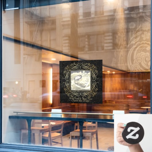 Autocollant Pour Fenêtre Enregistrer la date Elegant Gold Foil Dots Look (Fenêtre de café)