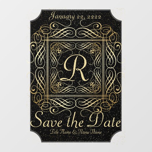 Autocollant Pour Fenêtre Enregistrer la date Elegant Gold Foil Dots Look Sc (Feuille)