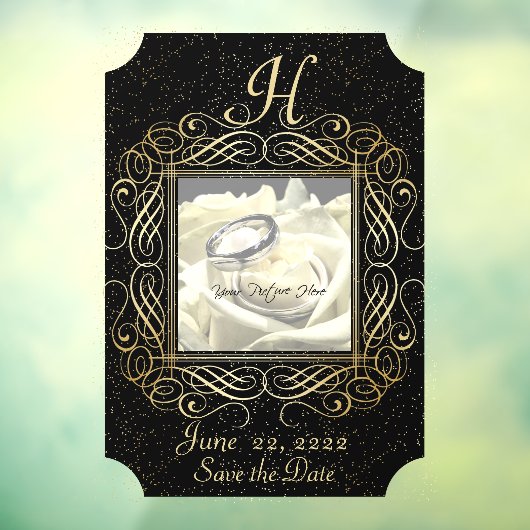 Autocollant Pour Fenêtre Enregistrer la date Elegant Gold Foil Dots Look Sc (Feuille 3)